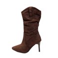 thumbnail image 1 of Tao Tao Women Faux Suede Knee High Boots Pointed Toe Stiletto Boot Slouchy Zipper High Heel Boots Coffee 42, 1 of 9