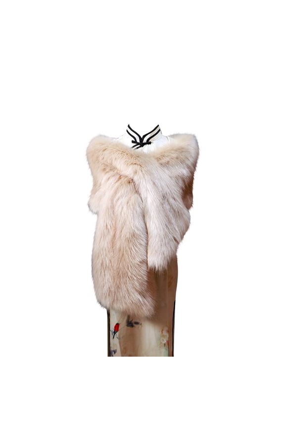 Women Oversized Faux Fur Shawls Long Bolero Fluffy Warm Shoulder Cover Up Shrug Stole Scarf With Slit Pink Free Size