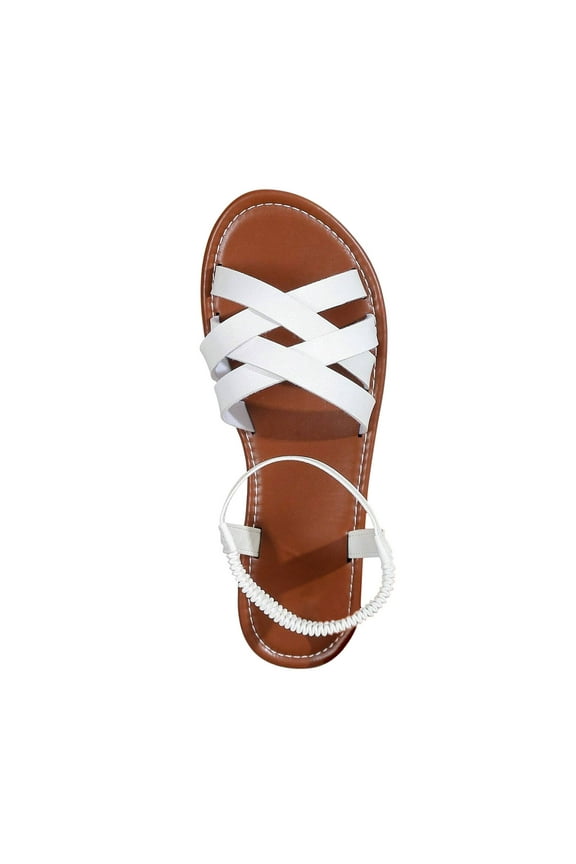 Women Sandals Open Toe Flat Sandals Strappy Summer Shoes Roman Shoes Beach Shoes Women's Shoes Ankle Strap Sandals White 41