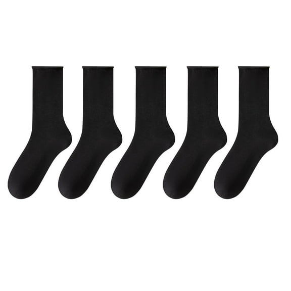 Tao Tao Women Thin Viscose Bamboo Socks Crew Lightweight Above Ankle Casual Dress Sock For Ladies Bootie Trouser 5 Pairs Black Free Size