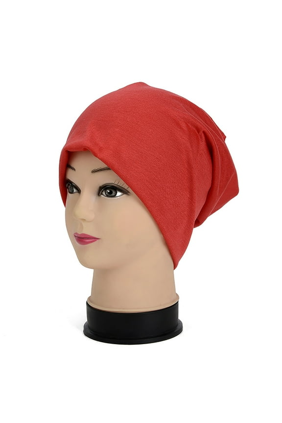 Women Under Scarf Tube Cap With Brim Headscarf Elastic Sweat Absorbent Cotton Underscarf Hijab Tube Cap Red Free Size