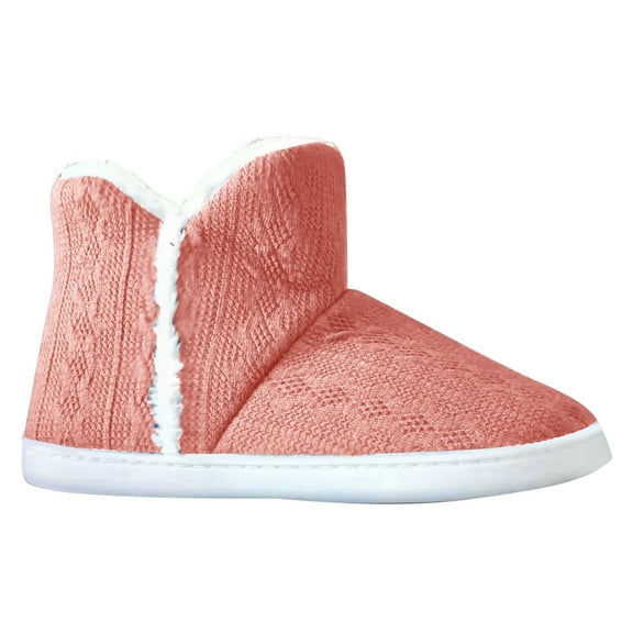 Tao Tao Women Warm Bootie Slippers Fluffy Plush Indoor Outdoor Winter Booty Slippers Watermelon Red 37