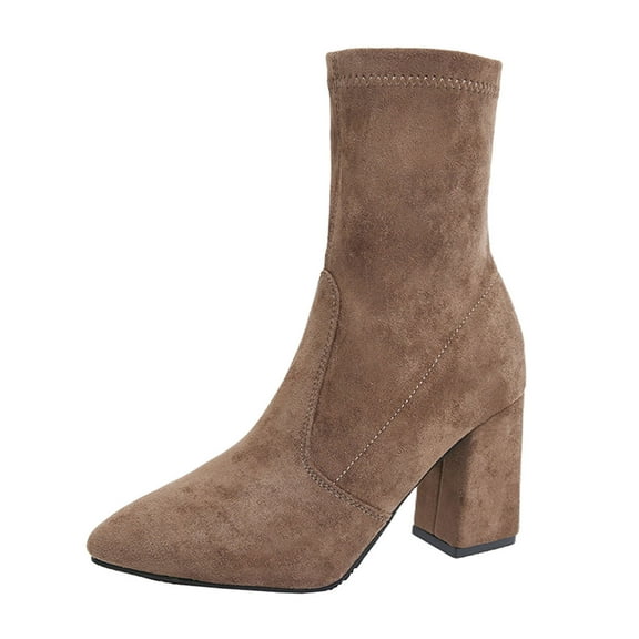 Tao Tao Women's Ankle Boots Fashion Stiletto High Heel Booties Dress Point Toe Boot Khaki 42