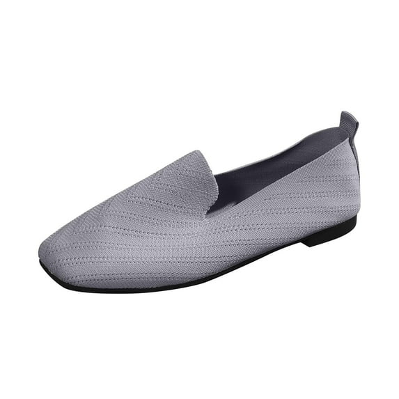 Tao Tao Women’s Ballet Flat Shoes Dress Shoes Knit Round Toe Slip On Ballerina Walking Flats Shoes for Woman Low Wedge Casual Gray 41