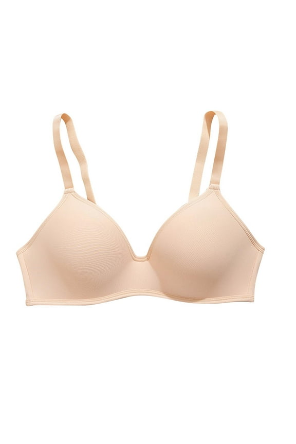 Women's Contour Bra No Side Effects Underwire Comfort Molded Microfiber Smoothing Bra Beige 36C