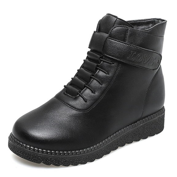 Tao Tao Women's Fashion Ankle Booties Side Zipper Lace Up Boots Casual Low Heel Platform Boots Black 38