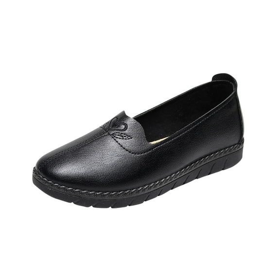 Tao Tao Women's Flats Comfy Round Toe Soft Bottom Ballets Lightweight Non-Slip Mom Walking Shoes Solid Color Leisure Shoes Black 37