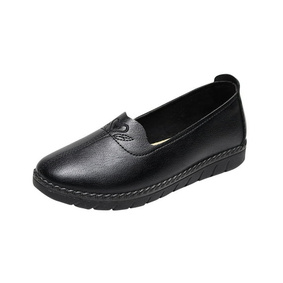 Tao Tao Women's Flats Comfy Round Toe Soft Bottom Ballets Lightweight Non-Slip Mom Walking Shoes Solid Color Leisure Shoes Black 39