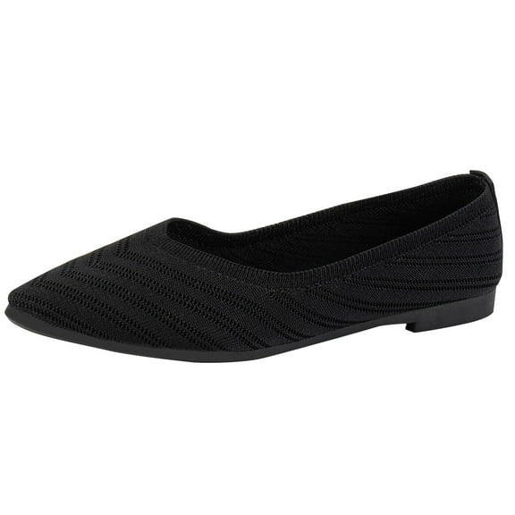 Tao Tao Women's Flats Pointed Toe Ballet Shoes Knit Dress Shoes Low Wedge Slip On Arch Support Walking Office Business Flats Black 41