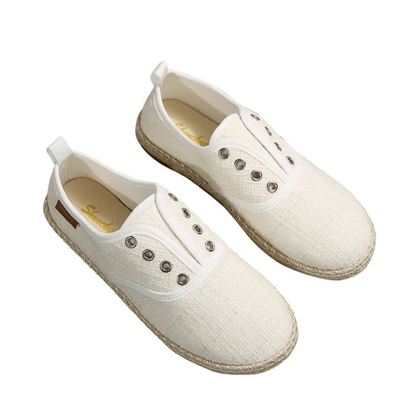 Tao Tao Women's Flats Slip-On Shoes Flats Closed Toe Cute Loafer Breathable Casual Shoes For Women Fashion White 37