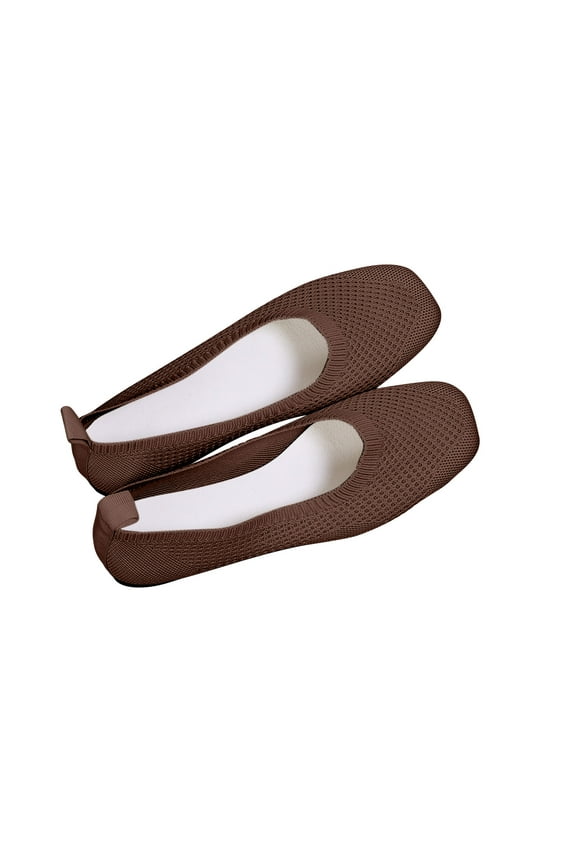 Women's Flats Slip on Ballet Flats Wide Toe Box Comfortable Walking Shoes Coffee 37