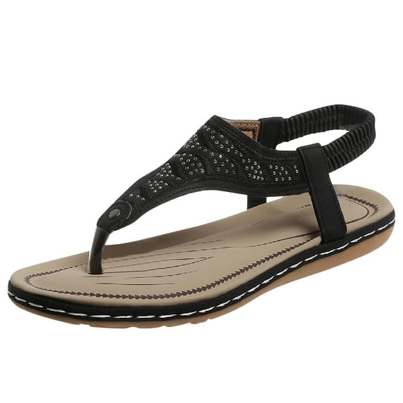 Tao Tao Women's Flip Flop Women Dressy Summer Vintage Lightweight Comfortable Outdoor Flat Slippers Ladies Beach Shoes Slippers Black 38