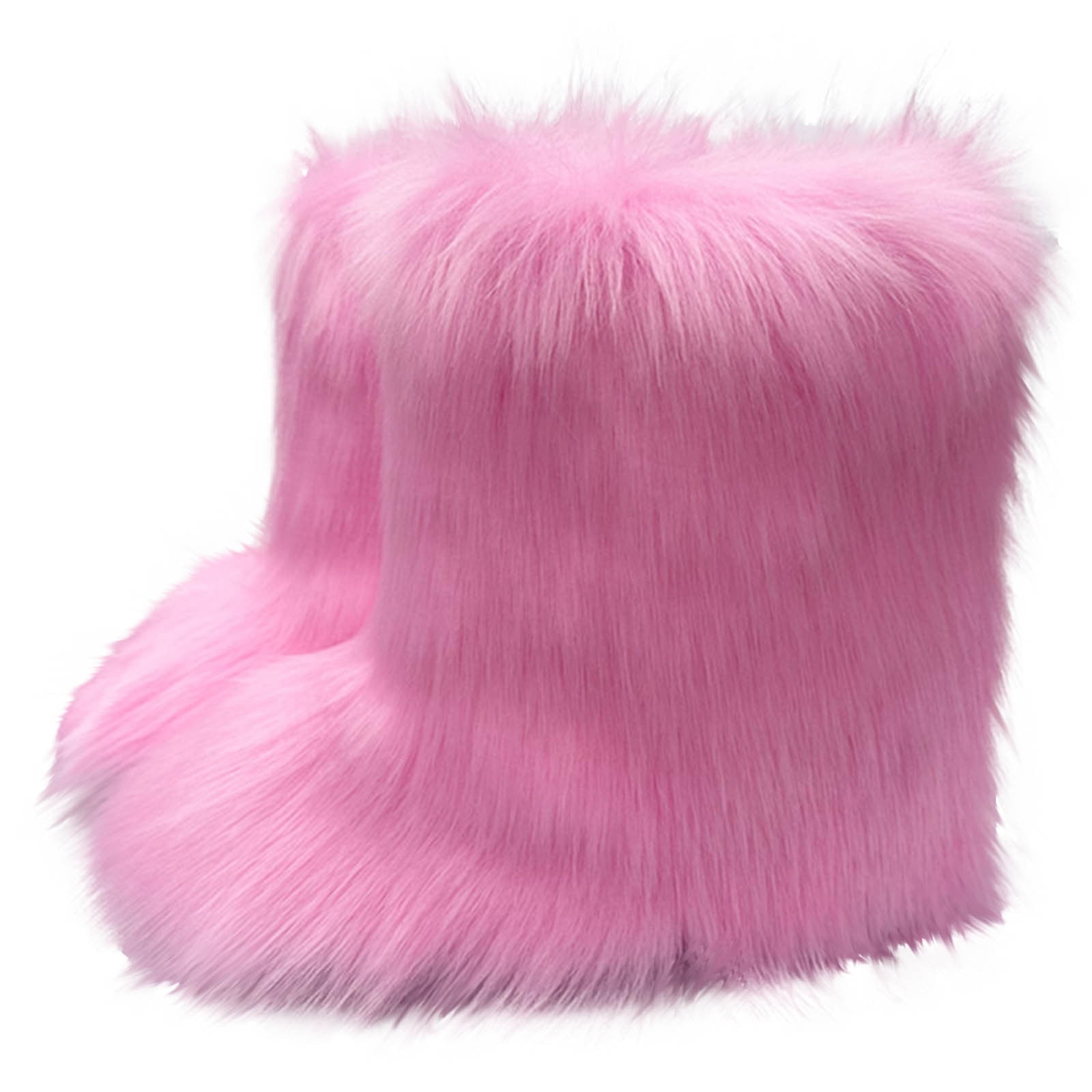 Tao Tao Women's Furry Faux Fur Boots Fuzzy Fluffy Mid Calf Snow