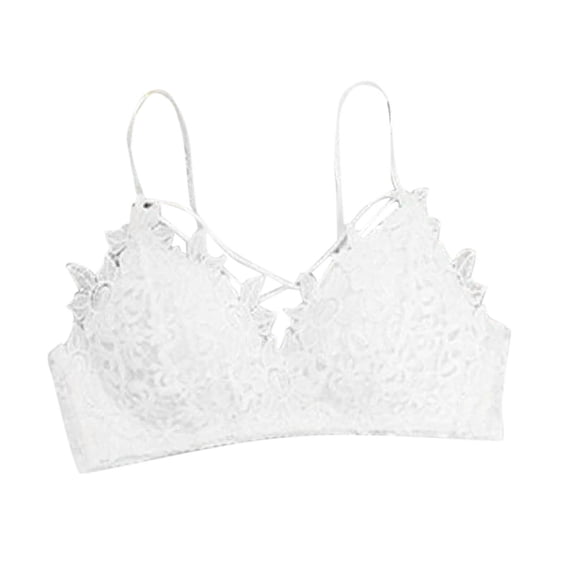 Tao Tao Women's Lace Flower Embroidery Bra Fashion Underwear Comfortable Seamless Adjustment Bra Women's Wireless Bra Underwear White 70B