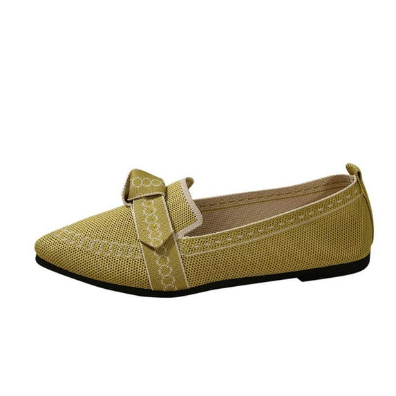 Tao Tao Women's Loafer Flats Casual Knit Fabric Lightweight Dressy Shoes Washable Elegant Pointed-Toe lace-up Bow Shoes Comfortable Ballet Shoes For Daily Green 37