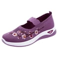 thumbnail image 1 of Tao Tao Women's Loafer Wedges Shoes Comfortable Office Work Shoes Cute Penny Loafer Slip On Walking Driving Shoes Embroidery Flower Knit Breathable Air Platform Sneakers Purple 37, 1 of 9