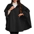 thumbnail image 1 of Tao Tao Women's Luxury Batwing Sleeve Faux Fur Hooded Cloak Poncho Sweater Cape Black Free Size, 1 of 6