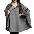thumbnail image 1 of Tao Tao Women's Luxury Batwing Sleeve Faux Fur Hooded Cloak Poncho Sweater Cape Gray Free Size, 1 of 6