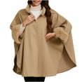 thumbnail image 1 of Tao Tao Women's Luxury Batwing Sleeve Faux Fur Hooded Cloak Poncho Sweater Cape Khaki Free Size, 1 of 9