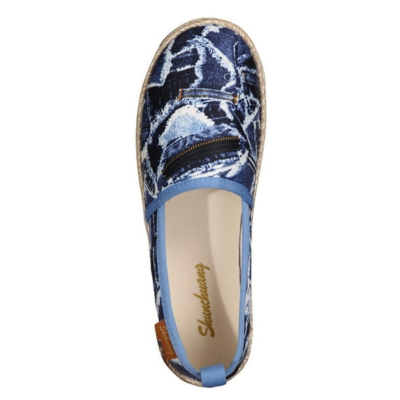 Tao Tao Women's PU Fashionable Casual Shoes, Comfortable Breathable Single Shoes, Round Toe Lightweight Board Shoes Blue 42