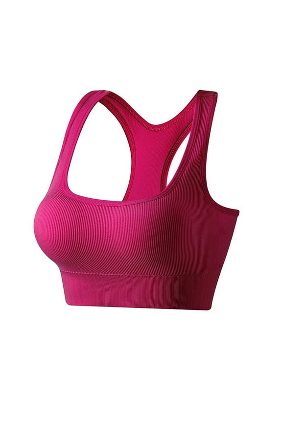 Women's Racerback Sports Bra Fitness Support Workout Running Bras Seamless Wirefree Workout Top Vest Body Shaping Yoga Activewear Burgundy M