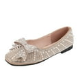 thumbnail image 1 of Tao Tao Women's Rhinestone Flats Square Toe Low Heel Wedding Flats Work Business Flats Comfortable Women Dress Flats Shoes Beige 37, 1 of 8