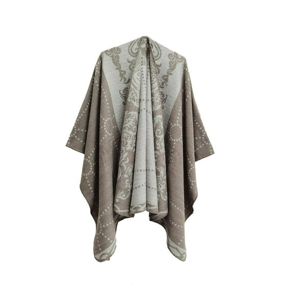 Tao Tao Women's Shawl Wraps Open Front Poncho Cape Oversized Sweaters Casual Cardigan Shawls for Fall Winter Beige Free Size