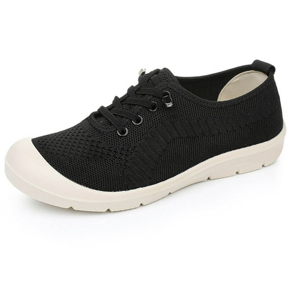 Tao Tao Women's Shoes Lightweight Breathable New Slip-On Shoes Casual Non-Slip Mother Hiking Shoes Flying Woven Soft-Soled Shoes Black 37