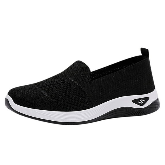 Tao Tao Women's Shoes Woven Orthopedic Breathable Soft Go Walking Slip on Diabetic Comfy Shoes Hands Free Slip In Sneakers Black 39