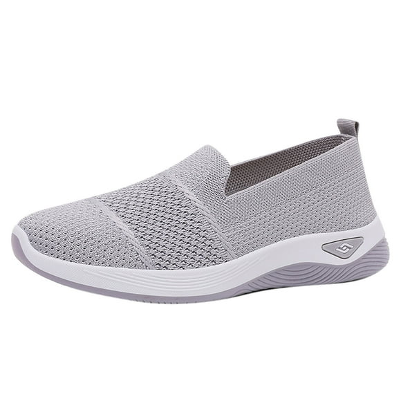 Tao Tao Women's Shoes Woven Orthopedic Breathable Soft Go Walking Slip on Diabetic Comfy Shoes Hands Free Slip In Sneakers Gray 37
