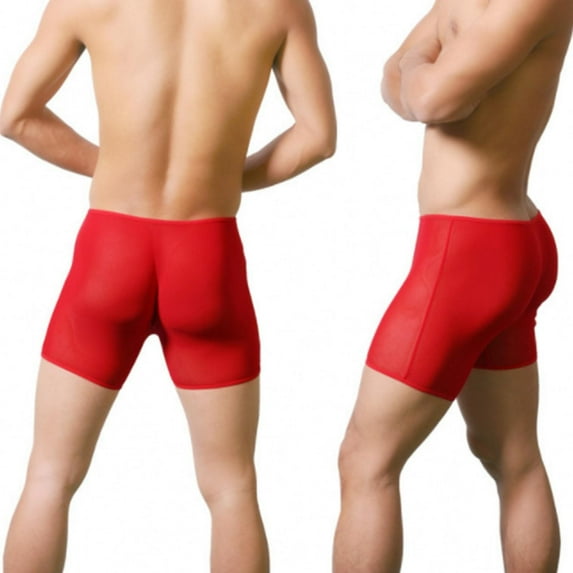 Tao Tao Women's Silky Sheer Ultra-Thin Shorts See Through Safety Booty Shorts Boyshort Panty Red Free Size