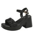 thumbnail image 1 of Tao Tao Women's Summer Fashion Platform Chunky One Line Buckle Sandals Beach Outing Sandals With Arch Support For Women Beach Sandals Black 39, 1 of 7