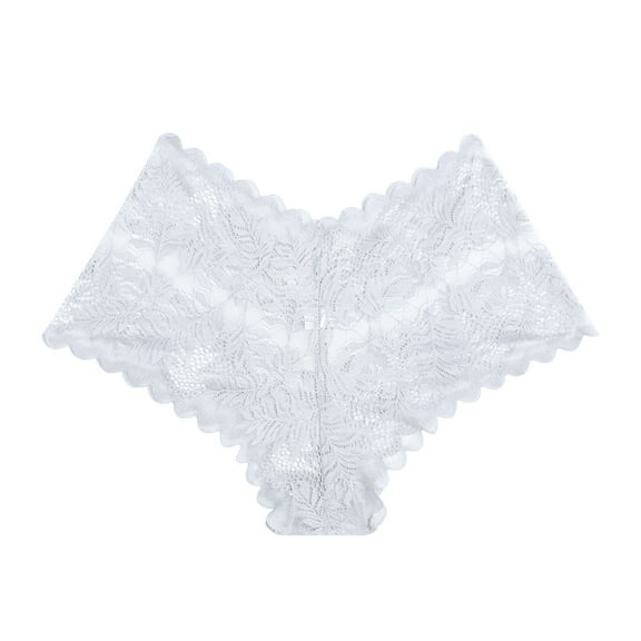 Tao Tao Women's Underwear Fashion V-Waist Shorts Underwear for Women Lace High Waist Cheeky Panties White M