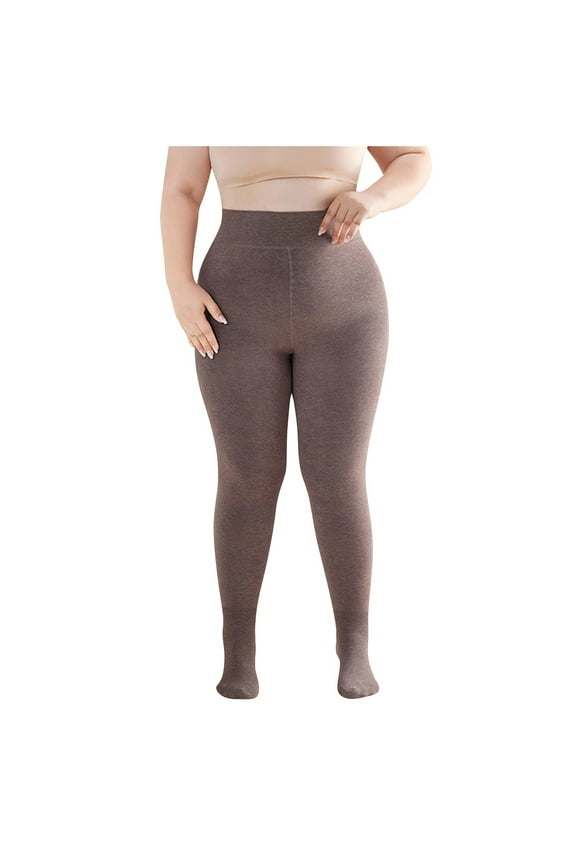 Women's Winter Leggings Warm Opaque Tights, Stretchy Cotton Tights Coffee L