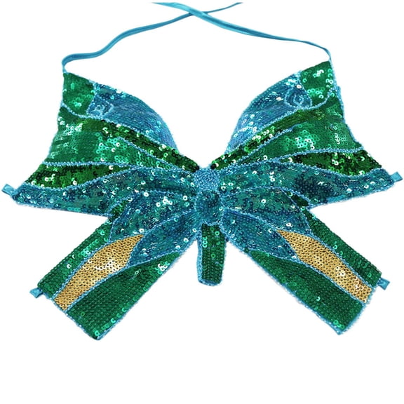 Tao Tao Womens Glitter Sequin Butterfly Crop Top Low-Cut Tank Top Rave Tube Vest Top for Belly Dance Clothes Outfits Blue Free Size