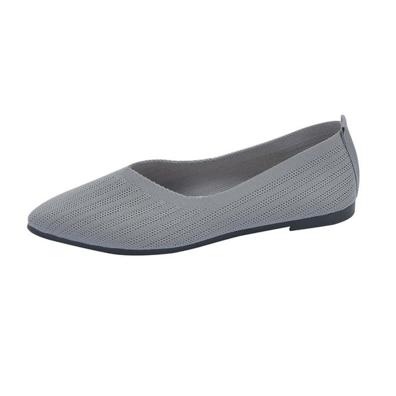 Tao Tao Womens Knit Ballet Flats Ladies Comfortable Pointed-Toe Dressy Shoes Casual Soft Flat Shoes Ballerina Walking Flats Shoes Gray 42
