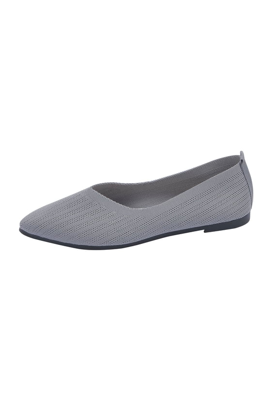 Womens Knit Ballet Flats Ladies Comfortable Pointed-Toe Dressy Shoes Casual Soft Flat Shoes Ballerina Walking Flats Shoes Gray 42