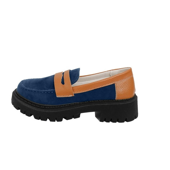 Tao Tao Womens Loafers Shoes Platform Chunky Penny Loafer Lug Sole Comfortable Slip On Work Office Business Casual Dress Shoes Blue 36