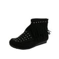 thumbnail image 1 of Tao Tao Womens Moccasins Fringe Ankle Boots Retro Suede Leather Tassel Studded Moccasins Shoes Non Slip Flat Heel Fall Winter Casual Fashion Booties With Zipper Black 36, 1 of 7