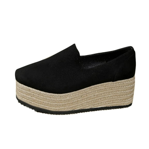 Tao Tao Womens Slip On Shoes Casual Platform Women's Running Shoes Fashion Sneakers Casual Loafers Mid Heels Walking Shoes Black 36