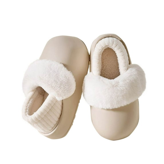 Tao Tao Womens Warm House Slippers Fuzzy Moccasin Winter Shoes Ladies Platform Thick Cushion Yoga Foam Lightweight Indoor Outdoor Hard Rubber Sole With Arch Support White 36