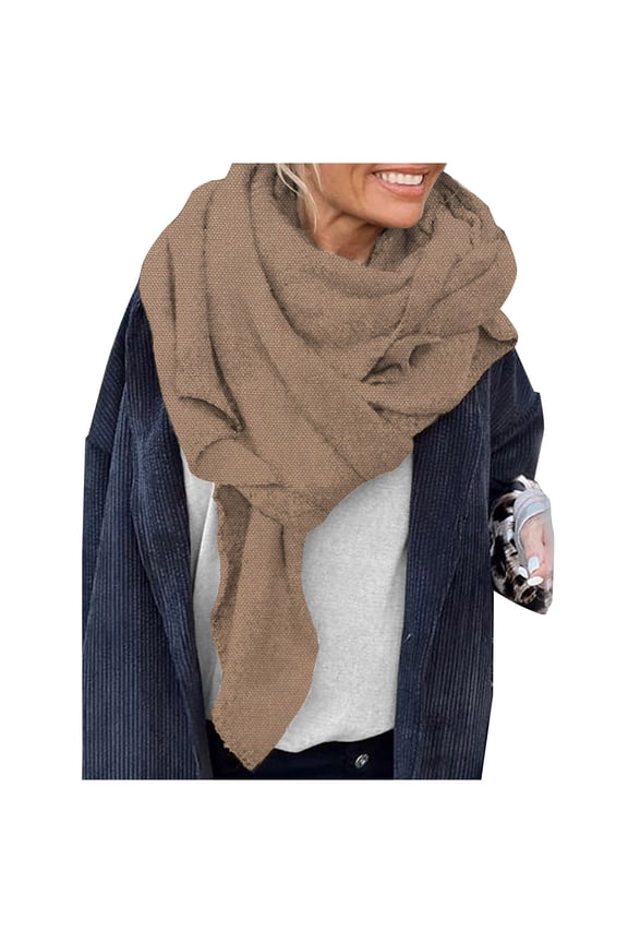 Womens Warm Winter Infinity Scarves Set Blanket Scarf Pure Color Khaki