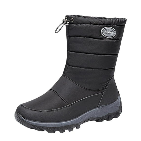 Tao Tao Womens Winter Snow Boots With Warm Lining Comfortable Non Slip Ankle Booties Outdoor Waterproof Hiking Walking Platform Shoes Black 40