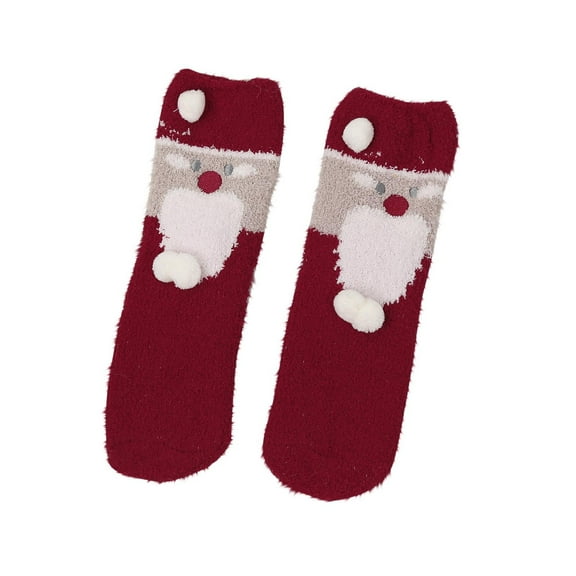 Tao Tao Xmas Cozy Socks for Women Winter Thermal Soft Holiday Slipper Socks Funny Fuzzy Christmas Socks Gifts for Mother Red Free Size