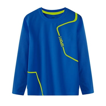 Tao Tao Youth Athletic Performance UPF 50+ UV Protection Long Sleeve Shirts for Boy's or Girl's – Moisture Wicking Rash Guard Blue 15 Years