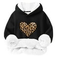 thumbnail image 1 of Tao Tao Youth Boys Girls Winter Sherpa Lined Hoodie Kid's Fleece Pullover Hooded Sweatshirt Thicken Basic Graphic Prints Cotton Hoodie Black 110, 1 of 2