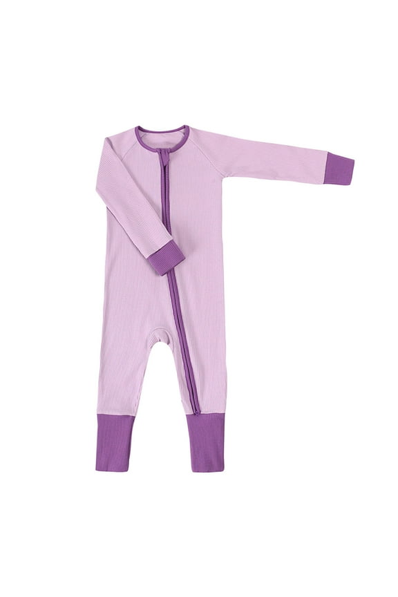 aby Rayon of Bamboo Romper Sleeper With Mitten Cuffs Two Way Zipper One-Piece Footless Pjs Sleep and Play Purple 3 Months