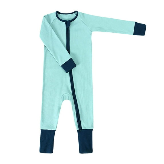 Tao Tao aby Rayon of Bamboo Romper Sleeper With Mitten Cuffs Two Way Zipper One-Piece Footless Pjs Sleep and Play Sky Blue 3 Months