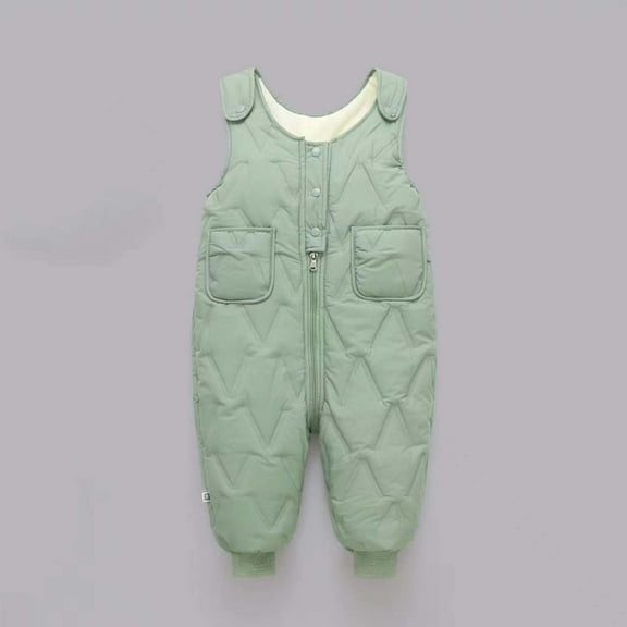 Tao Toddler Baby Overalls Winter Fleece Lined Quilted Suspender Romper Jumpsuit Snow Pants Green12-24Months