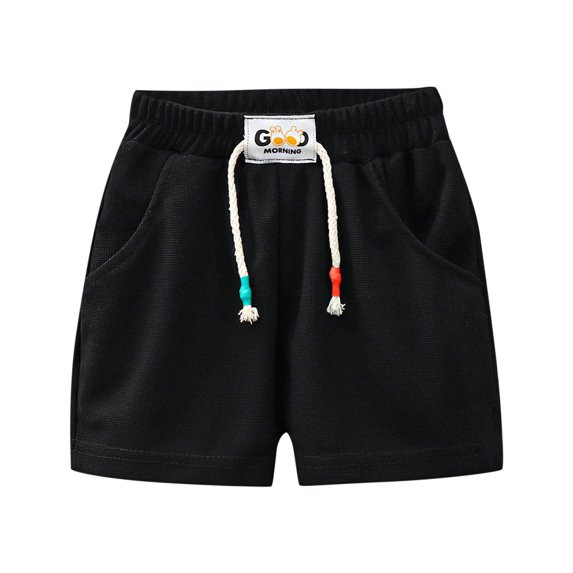 Tao Tao Toddler Boys Girls Sports Shorts Lightweight Athletic Running Kids Short Outdoor Summer Active Pocket Jogger Workout Short Pants Black 6-7Years